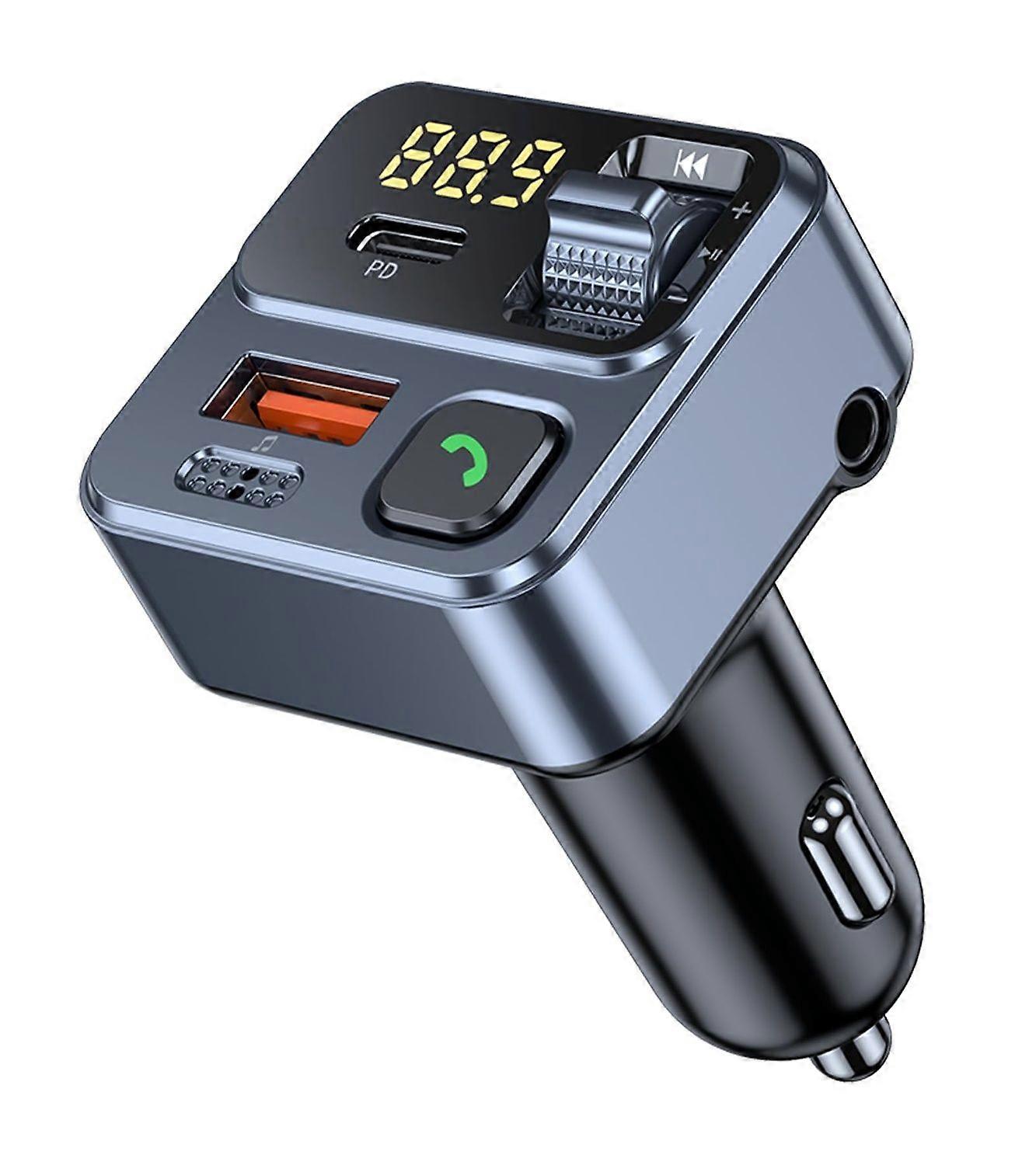 FM Transmitter Bluetooth Car Adapter - 42W Fast Charging, Hands-Free, USB Drive Support(Black)