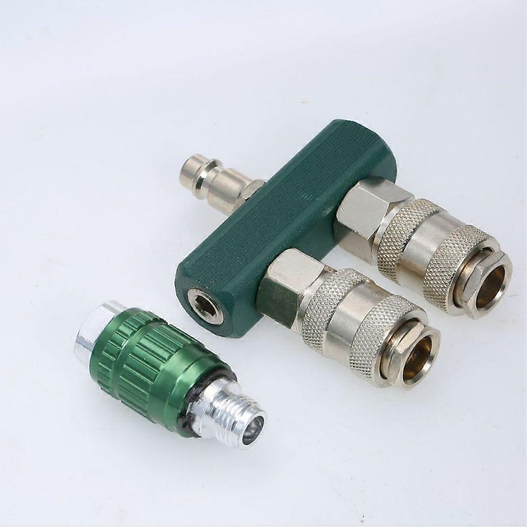 Air Hose Connectors: 2-Way Straight Air Manifold Splitter Line Type Compressor with 2 Couplers and 1/4PT Male Plug Quick Connect Socket Fitting
