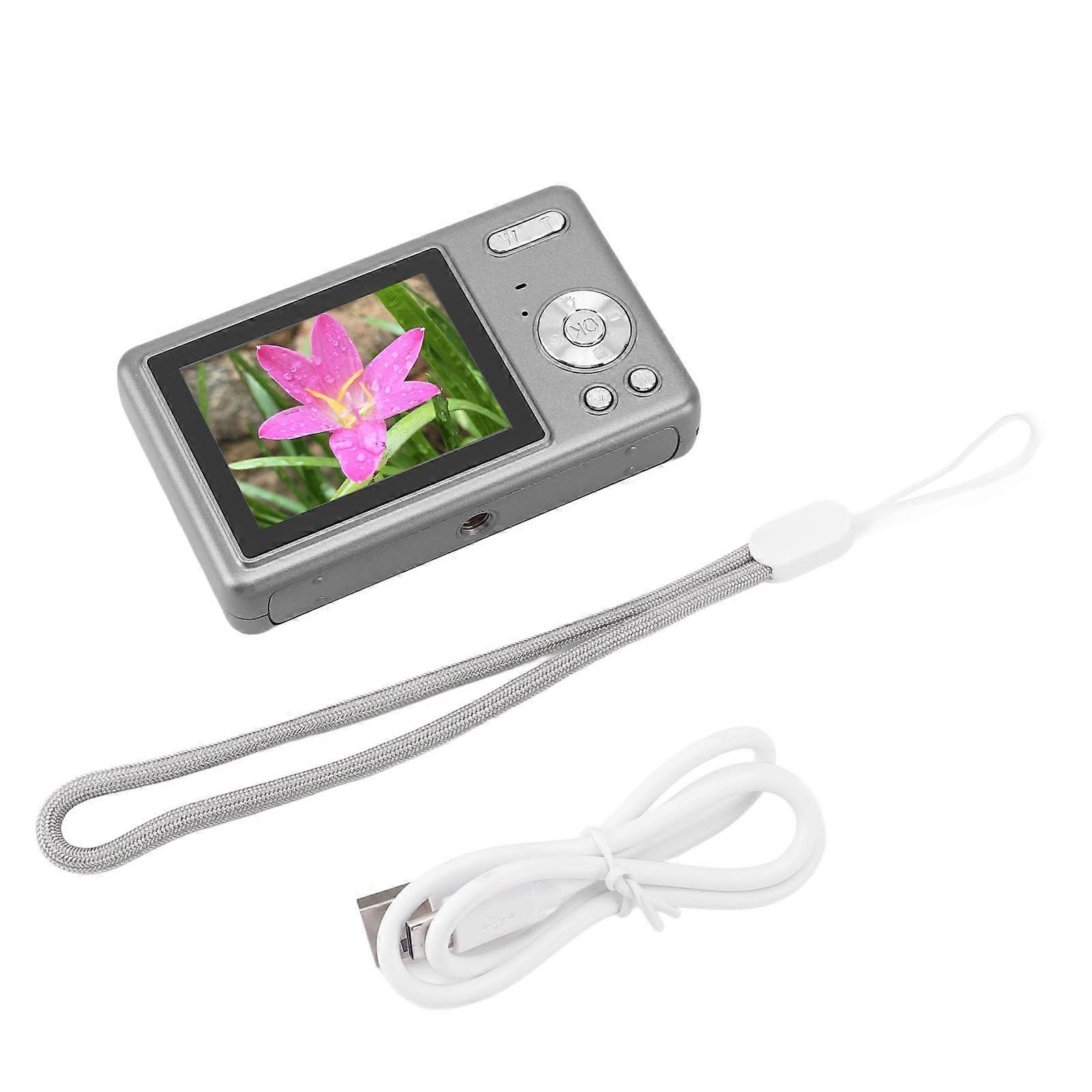 Appareil photo numérique de poche 12 MP 1080 P, écran TFT 2,4 pouces, zoom 16X, mise au point automatique, pour vlog étudiant, gris
