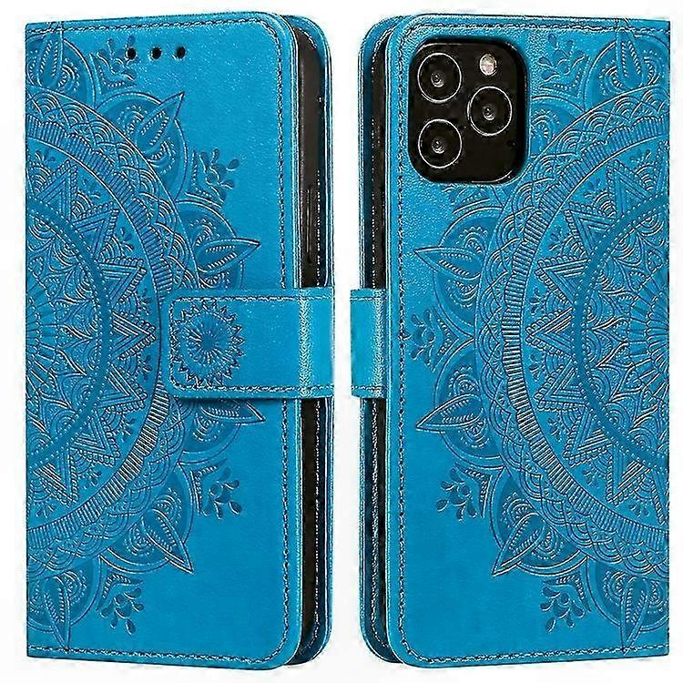 Mandala Design Magnetic Wallet Case with Strap for  12 / 12 Pro - PU Leather TPU Cover with Stand Function
