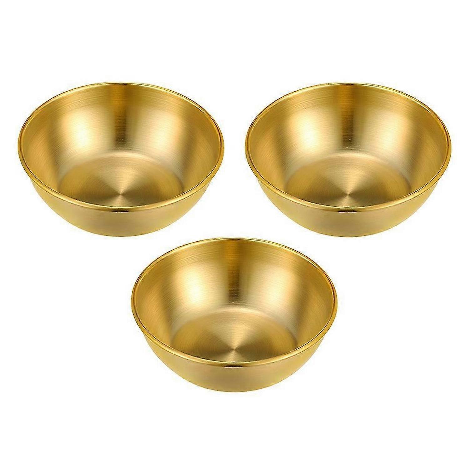 3pcs Stainless Steel Round Sauce Dishes for Soy Dips, Multi Purpose Lightweight Relish Plates for Home, Restaurant & Catering Use, Space Saving Design