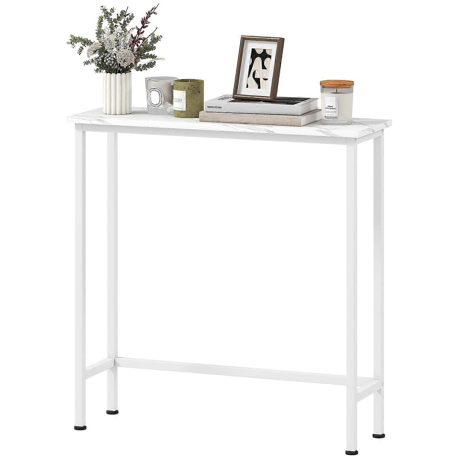 Console table with adjustable feet, anti-tip, 75x24x76 cm, white