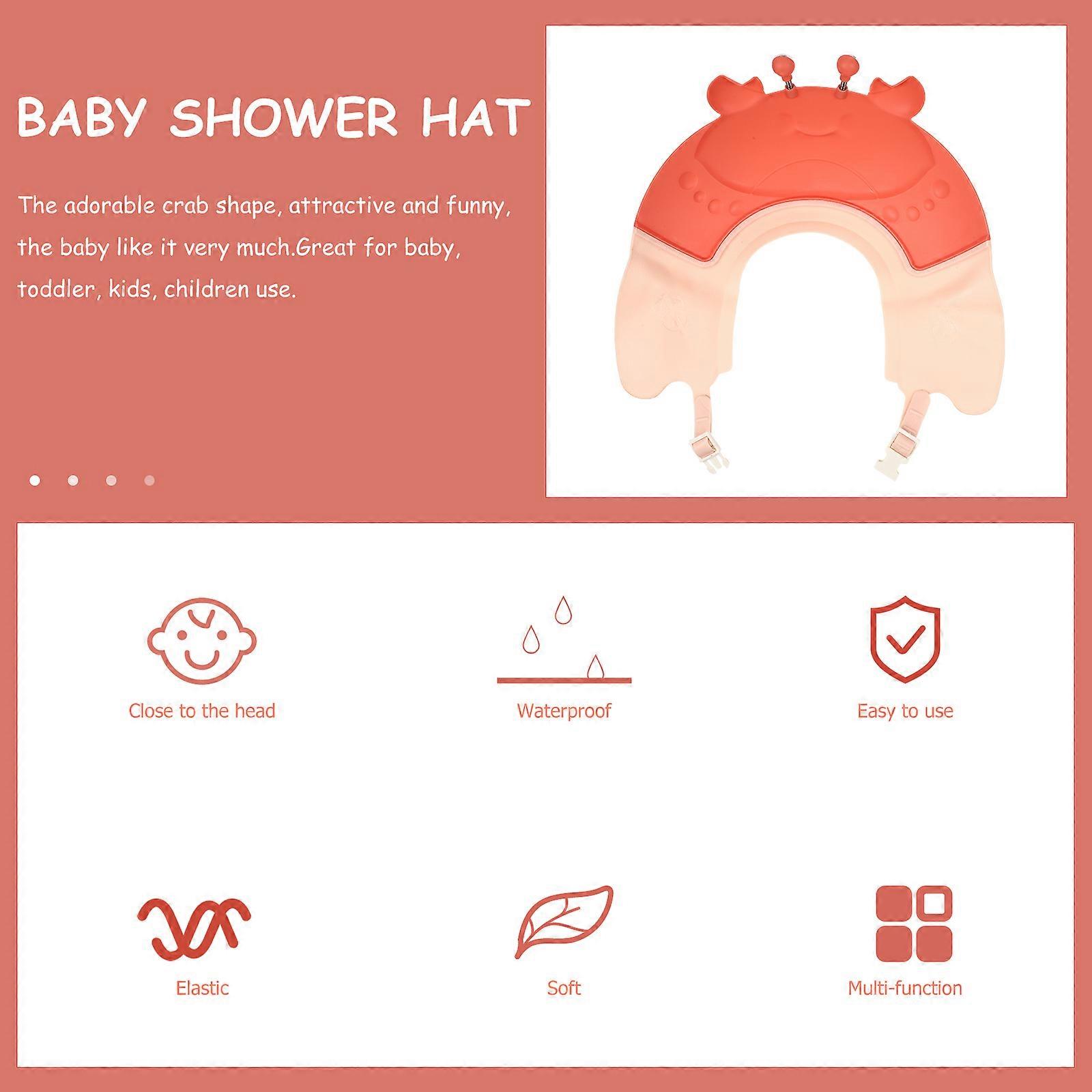 Crab Shape Baby Shower Cap for Kids Prevent Water from Entering Eyes Adjustable 1Pcs