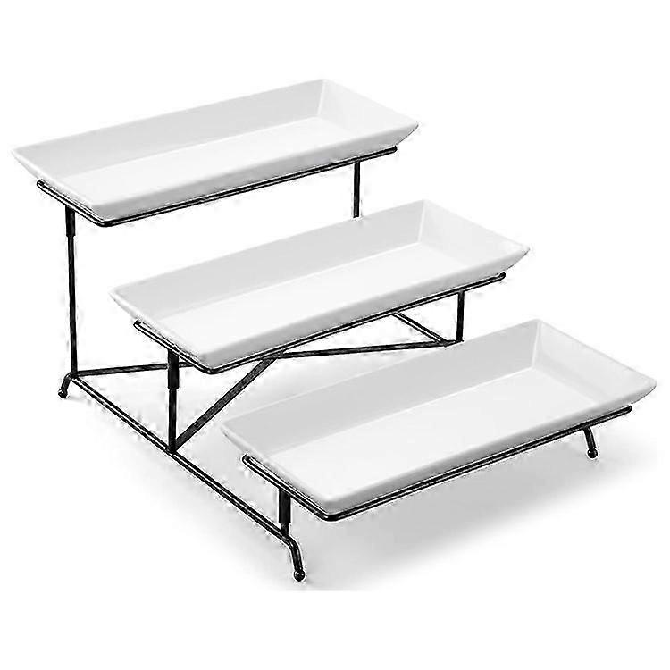 Three Tiers Detachable Fruit Display Shelf Ceramic Serving Platter for Desserts Cakes Candies