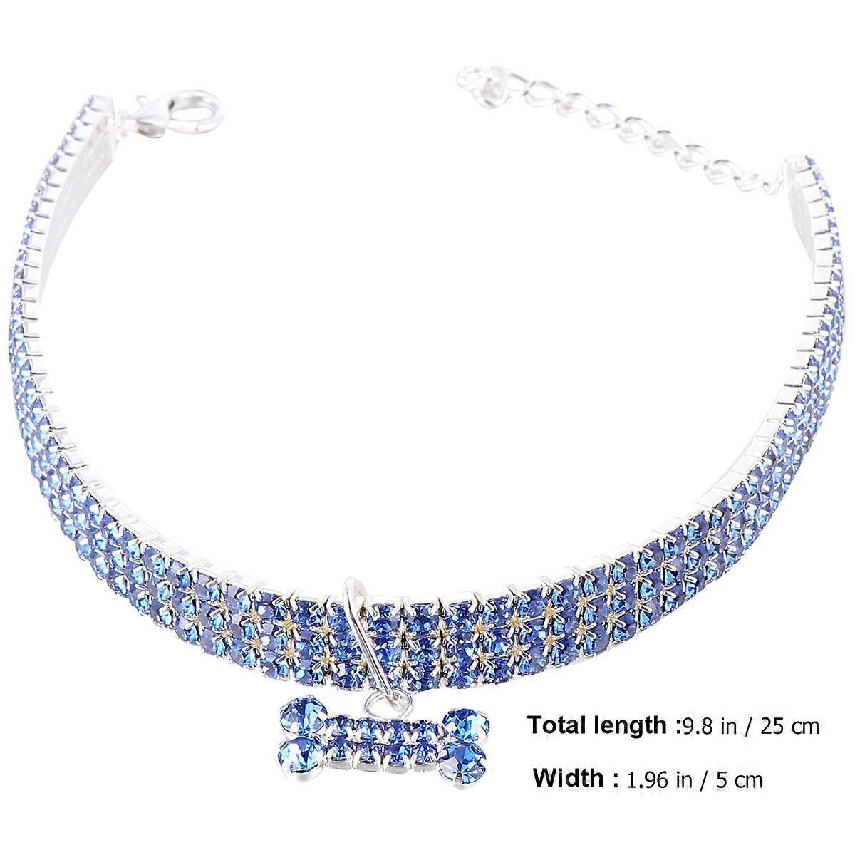 Oral Cleaning Mini Bone Shape Pendant Shining Rhinestone Pet Collar