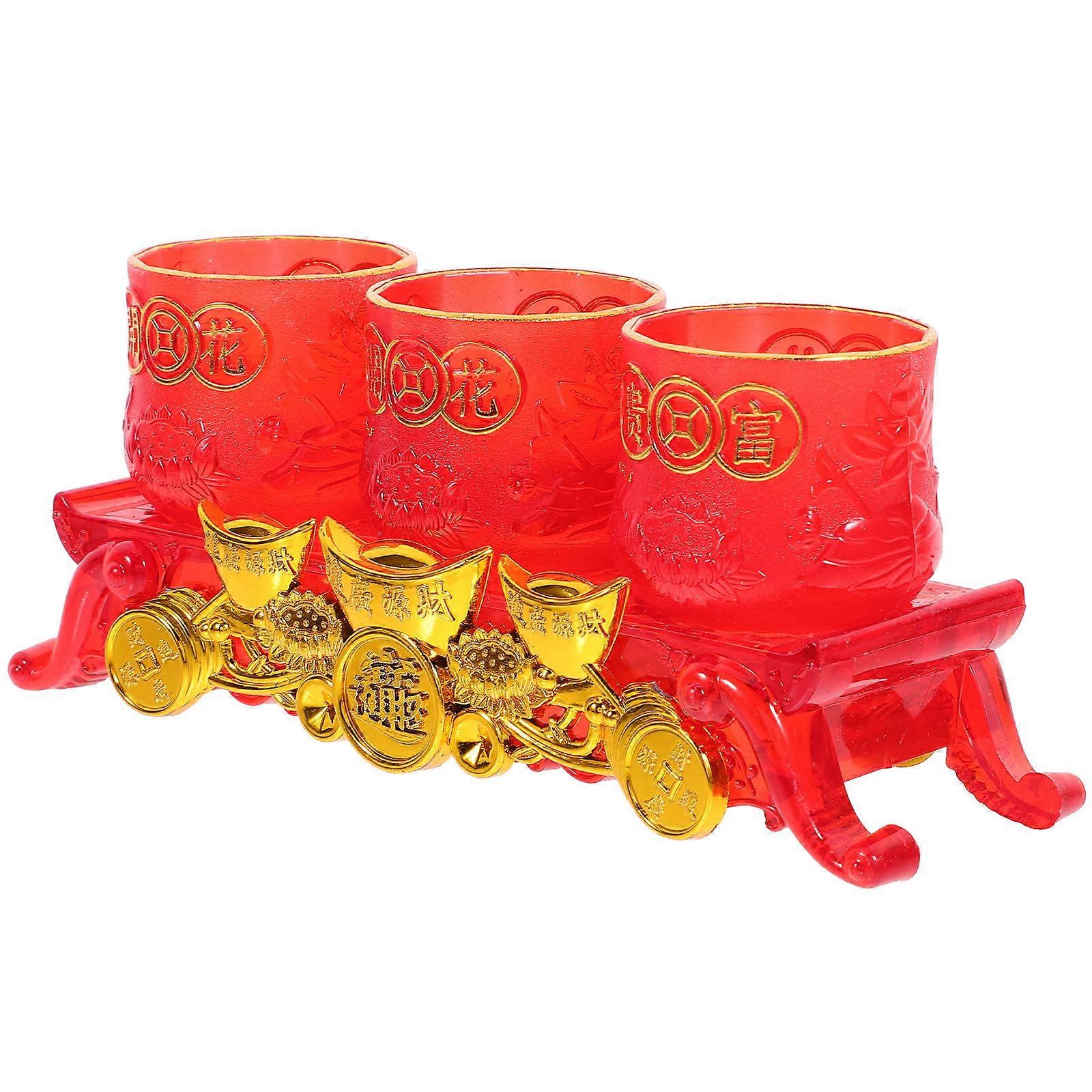 Sacrificial Tea Cup Set for Temple Use with Base 1Set Multi Color