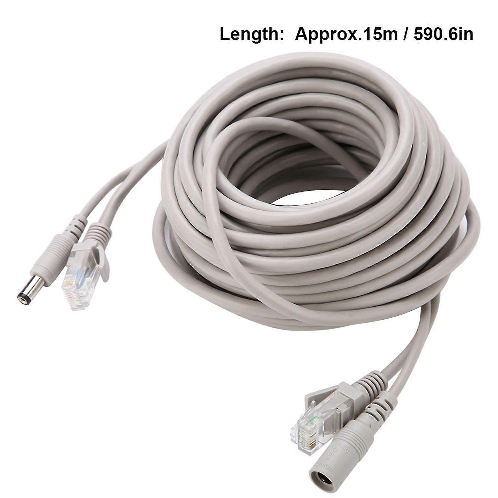5M/10M/15M/20M RJ45+DC Ethernet CCTV Cable for IP Cameras NVR System 10Mbps100Mbps (15M)