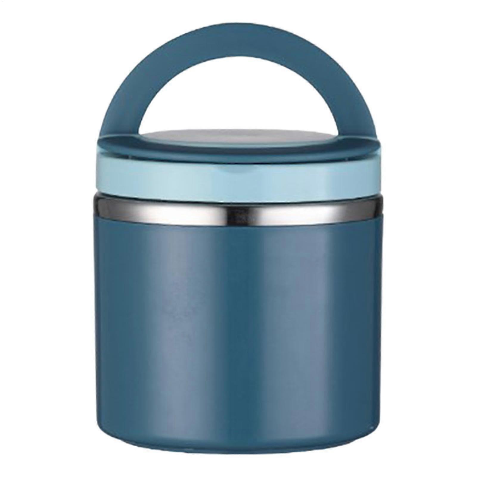 Food Flasks for Hot Food 630ml Stainless Steel Thermal Lunch Box Reusable Insulated Soup Flask With Handles Blue
