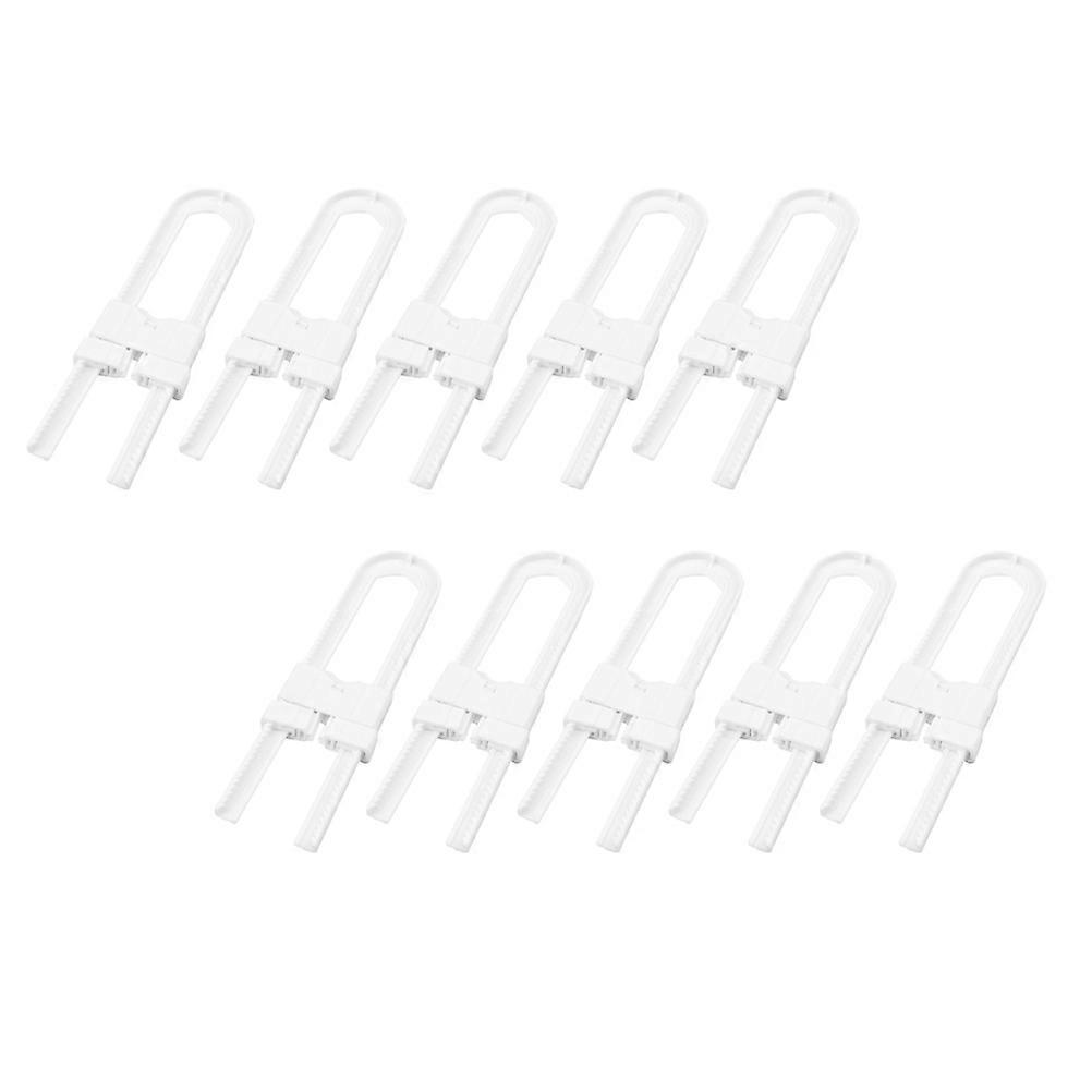 U Shaped Safety Locks 10Pcs White ABS with Double Lock Security for Home Use