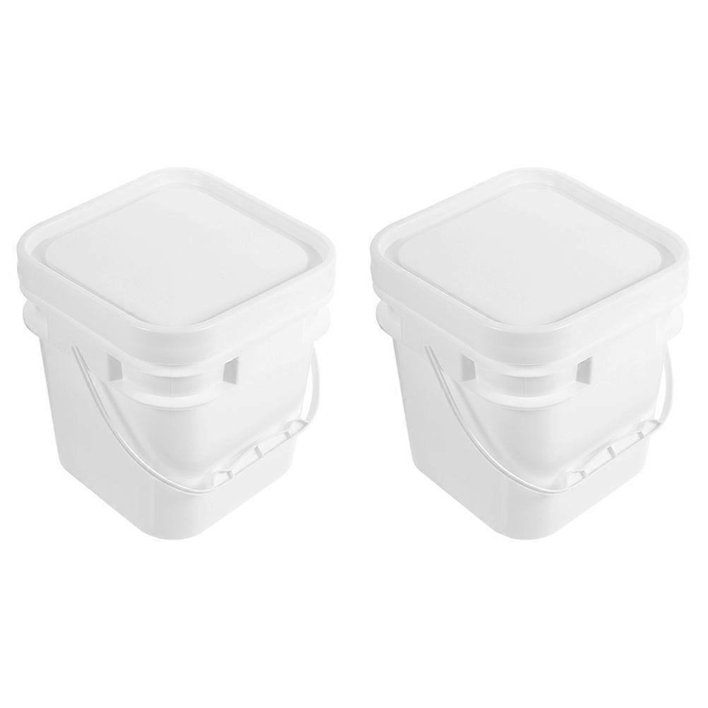 Plastic Paint Storage Bucket 2Pcs White with Ergonomic Handle and Lid for Home