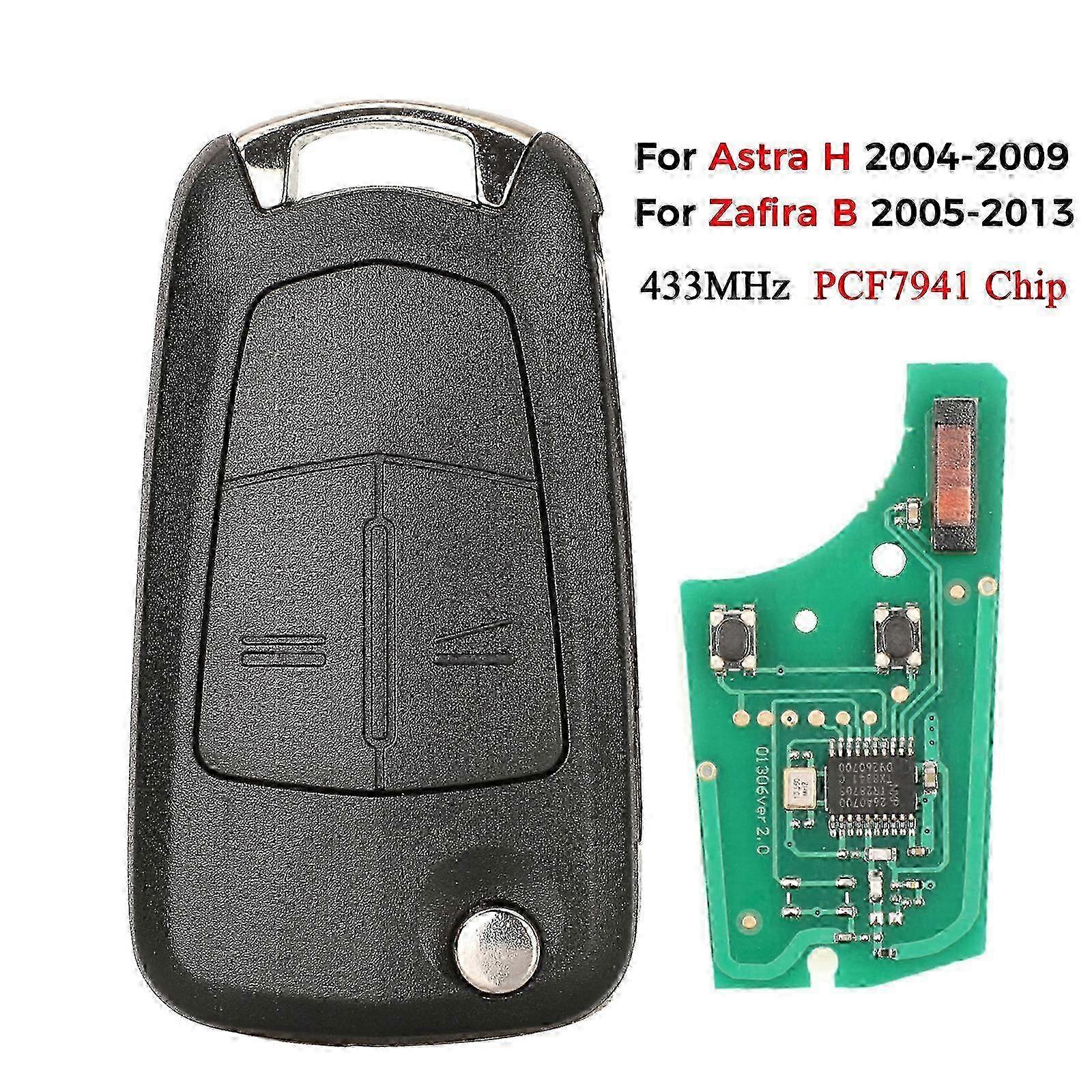 Four-Button Flip Remote Control for Opel/Vauxhall Astra H (2004-2009) Zafira B (2005-2013) Corsa D Vectra C with 433MHz PCF7941/7946 Compatibility 202