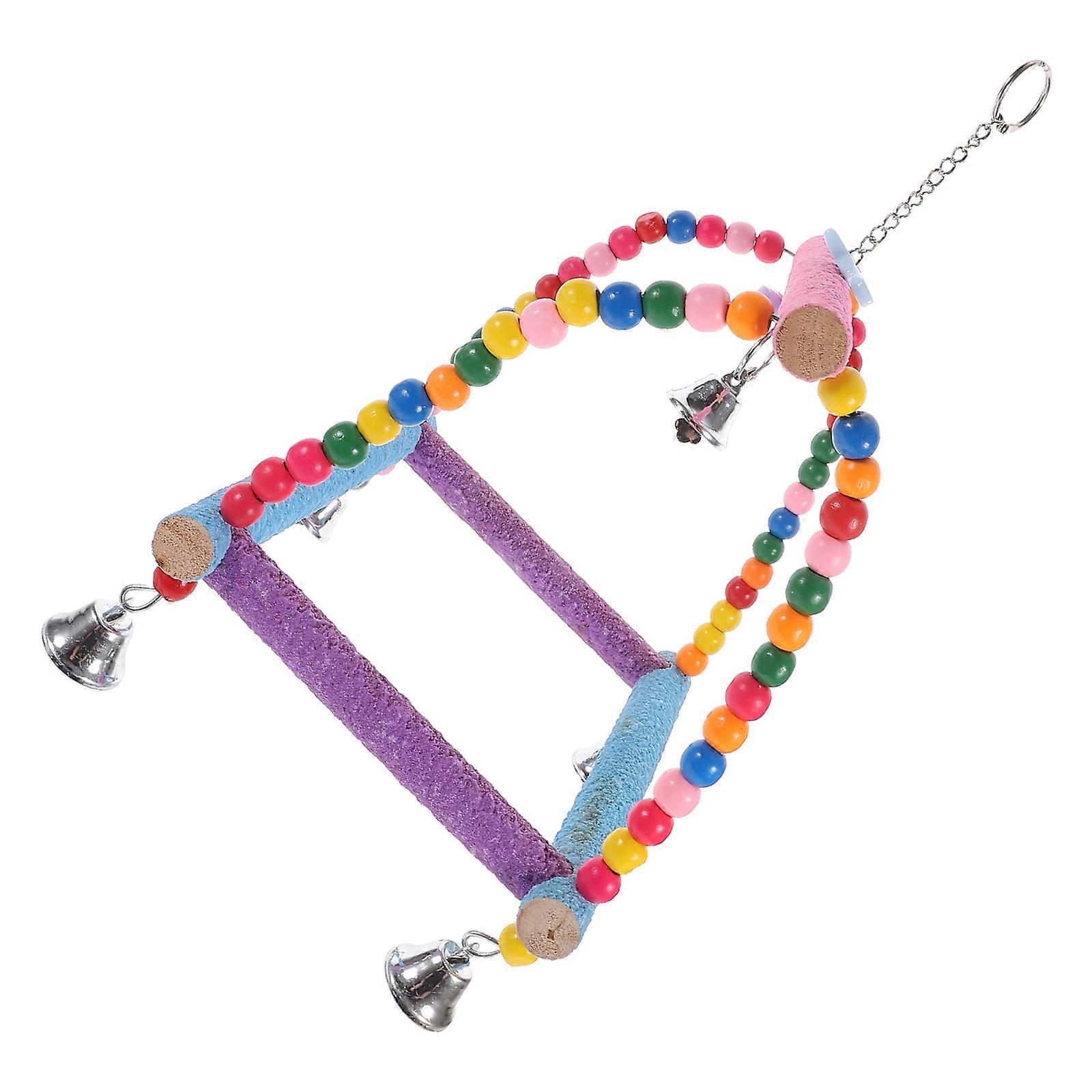 Toy Parrot Swing Parrot Entertainment Parakeets Playing Wooden Ladder 19x16x18cm 1Pc