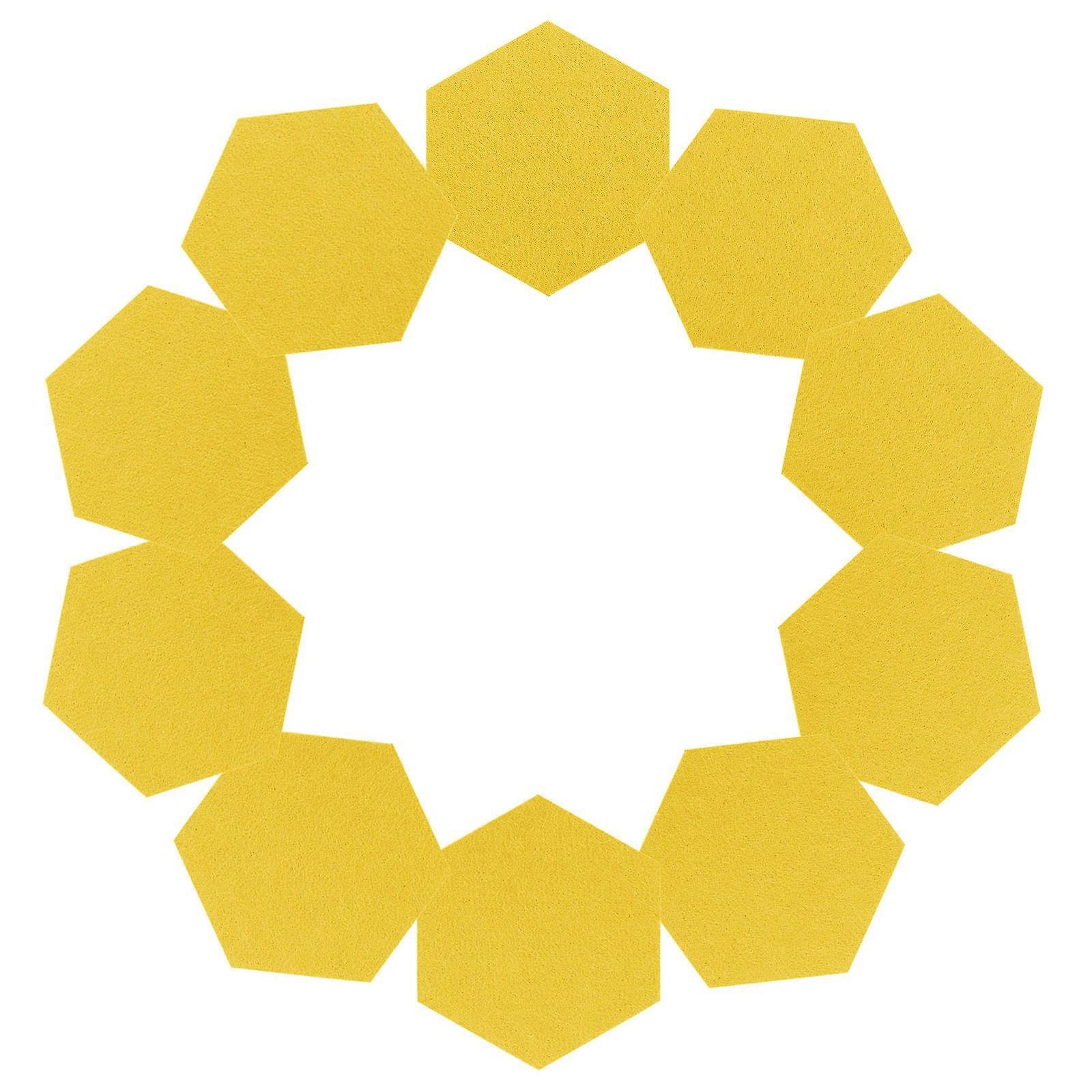 Yellow Felt Hexagon Wall Memo Board for Decoration 48Pcs Set Self-Adhesive