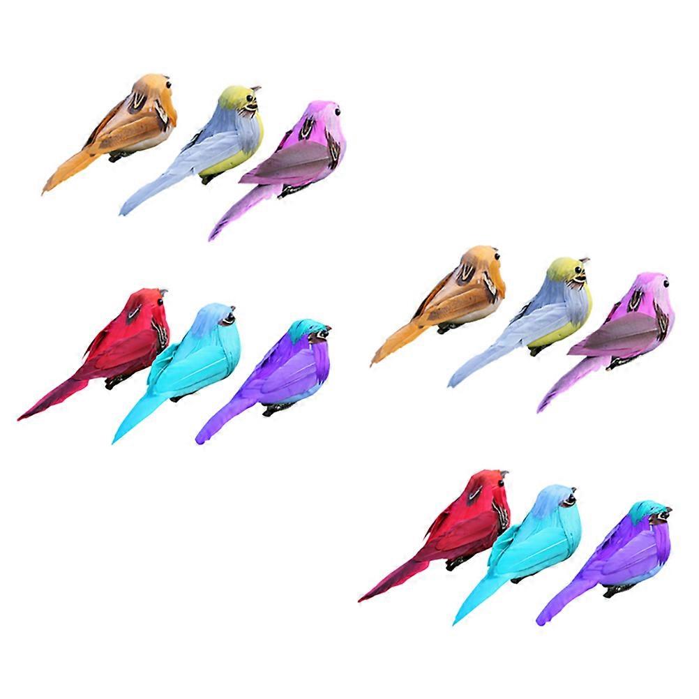 Artificial Bird Simulation Bird Decor for Home and Garden 12Pcs Set