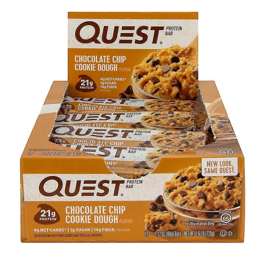 Barre protéinée cétogène Quest Nutrition avec pâte à biscuits aux pépites de chocolat, paquet de 12