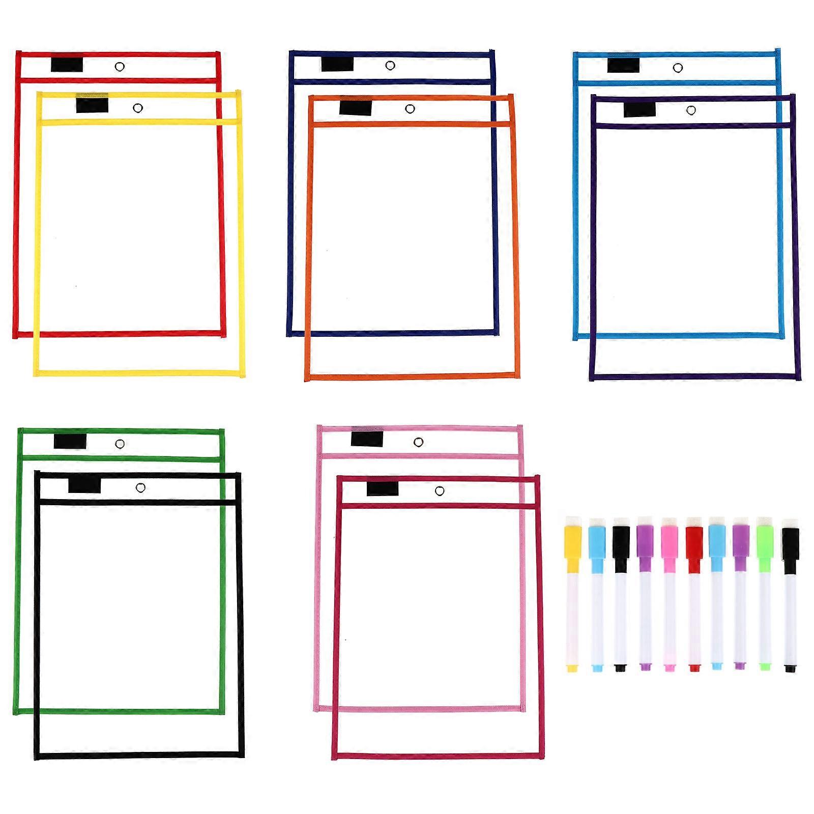 Decorative File Folders 1 Set For Classroom Office And Home Use With Pens Green Color Reusable Material