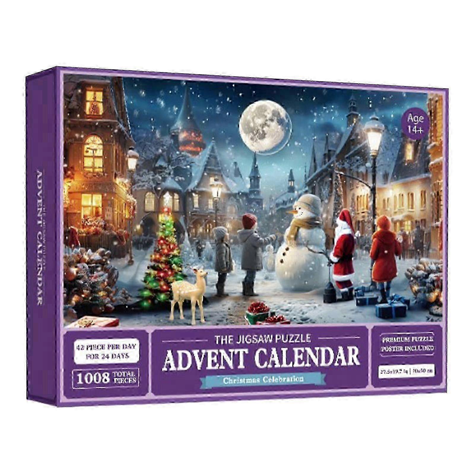 Advent Calendar 2023 Jigsaw Puzzle-Christmas Family Holiday Puzzle 1008 Pieces Jigsaw Puzzle, 24 Boxes Puzzles for Countdown to Christmas Home