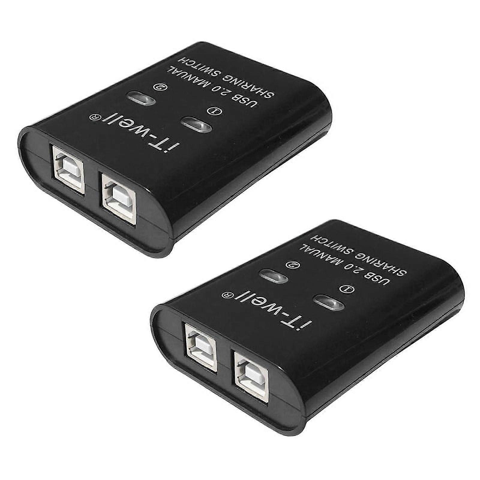 2X USB Printer Sharing Device, 2-Port Manual Kvm Switching Splitter Hub Converter Black