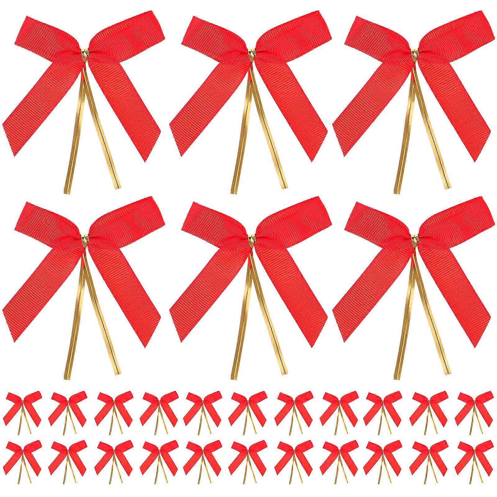 Creative Bowknot Ribbon Knotting Strap Red for Handmade Crafts 100Pcs