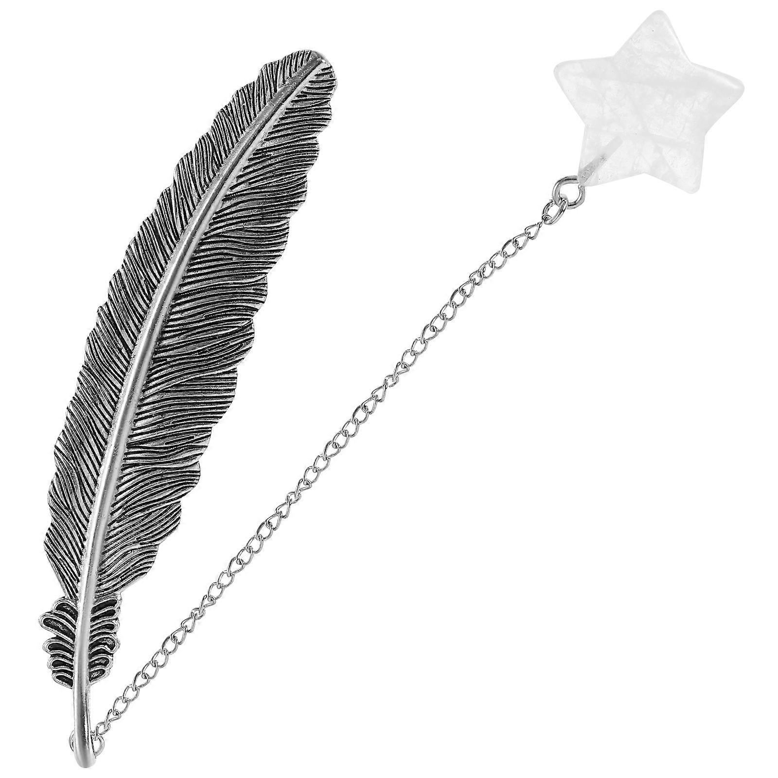 Plume Shape Bookmark with Crystal Pendant for Reading 5Pcs Delicate Bookmarks