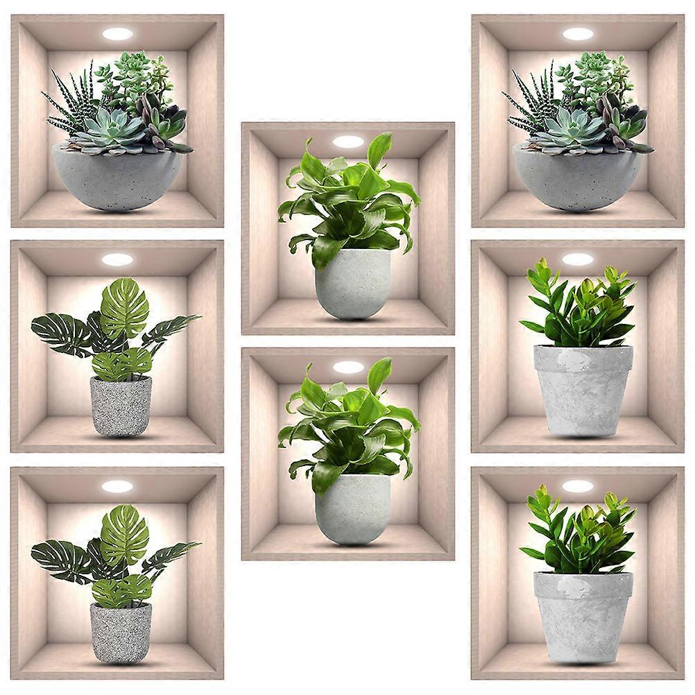 Decorative 3D Bonsai PVC Decals Room Wall Visual Enhancement 6 Sets Assorted Color
