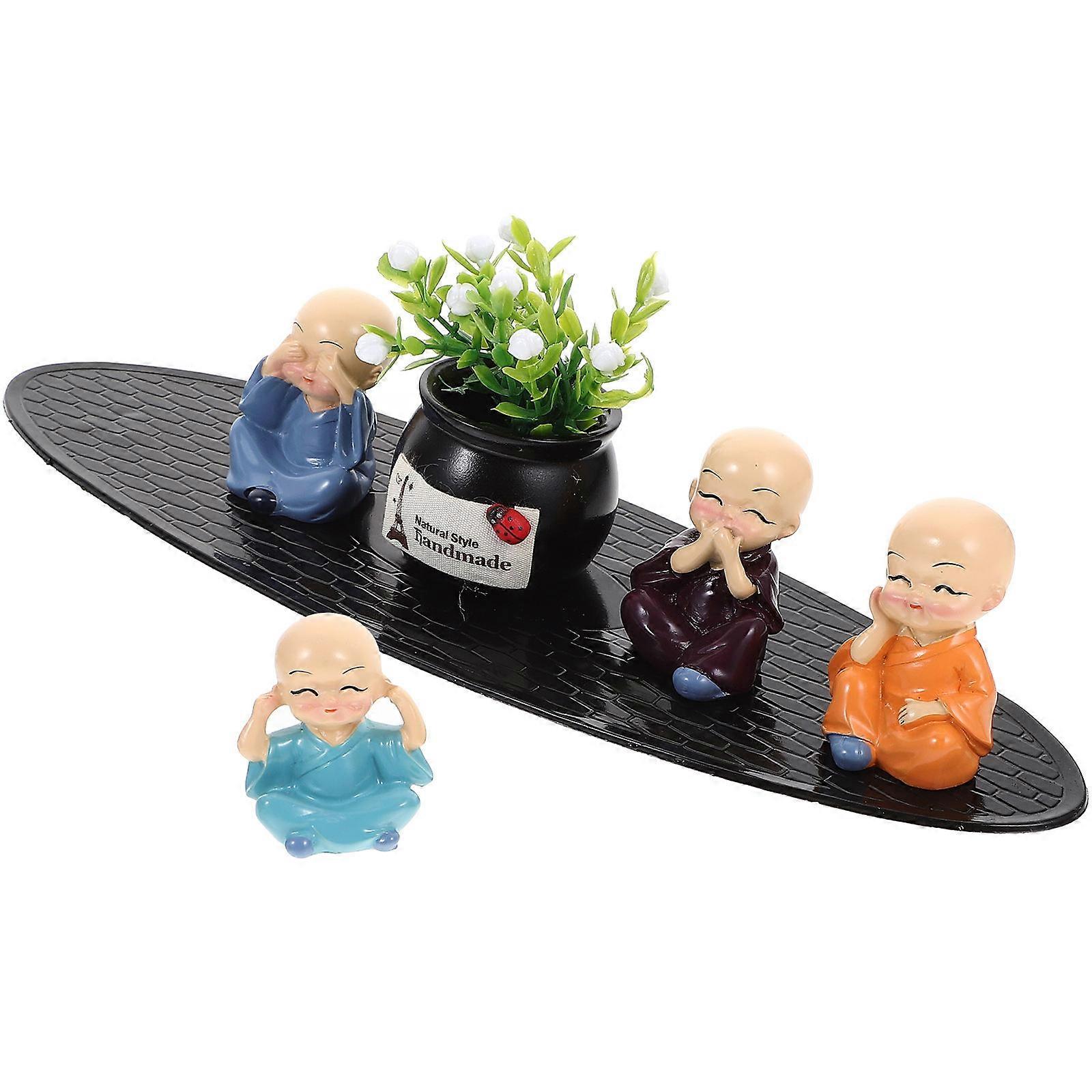 Monk Decorative Props Resin Small Monk for Car Dashboard 2Sets Ornament