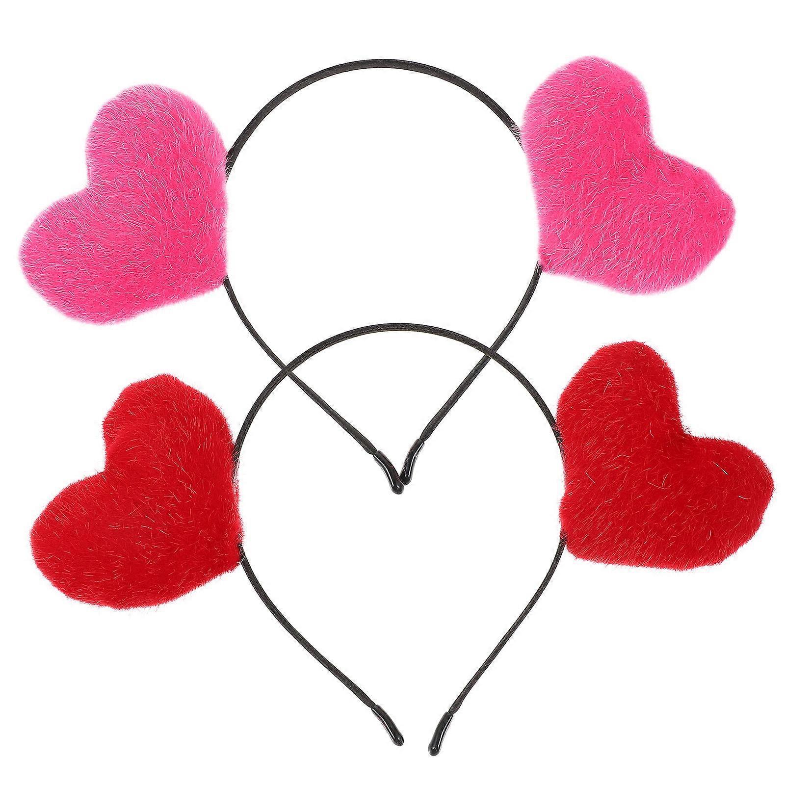 Assorted Color Heart Shape Headband for Valentine's Day Party 4Pcs