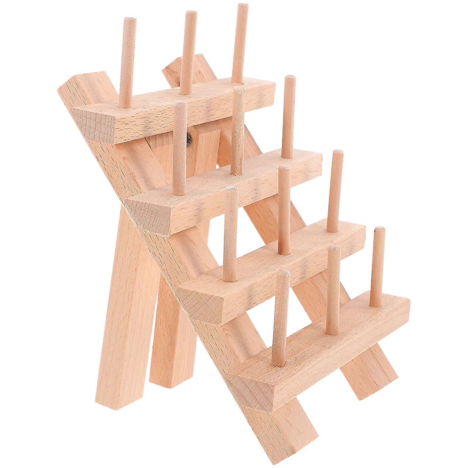 Wood Yarn Holder for Craft Sewing Organizer with Foldable Structure 2Pcs