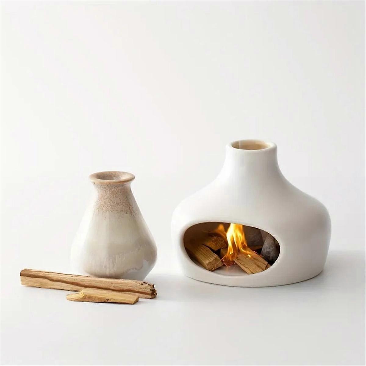 Elegant Ceramic Burner with Chimney Black