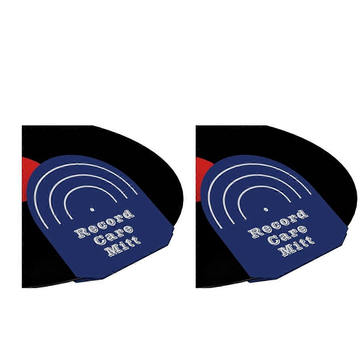 2pcs Record Cleaner Handler Mitt Black Vinyl Record Clip Disc Blue