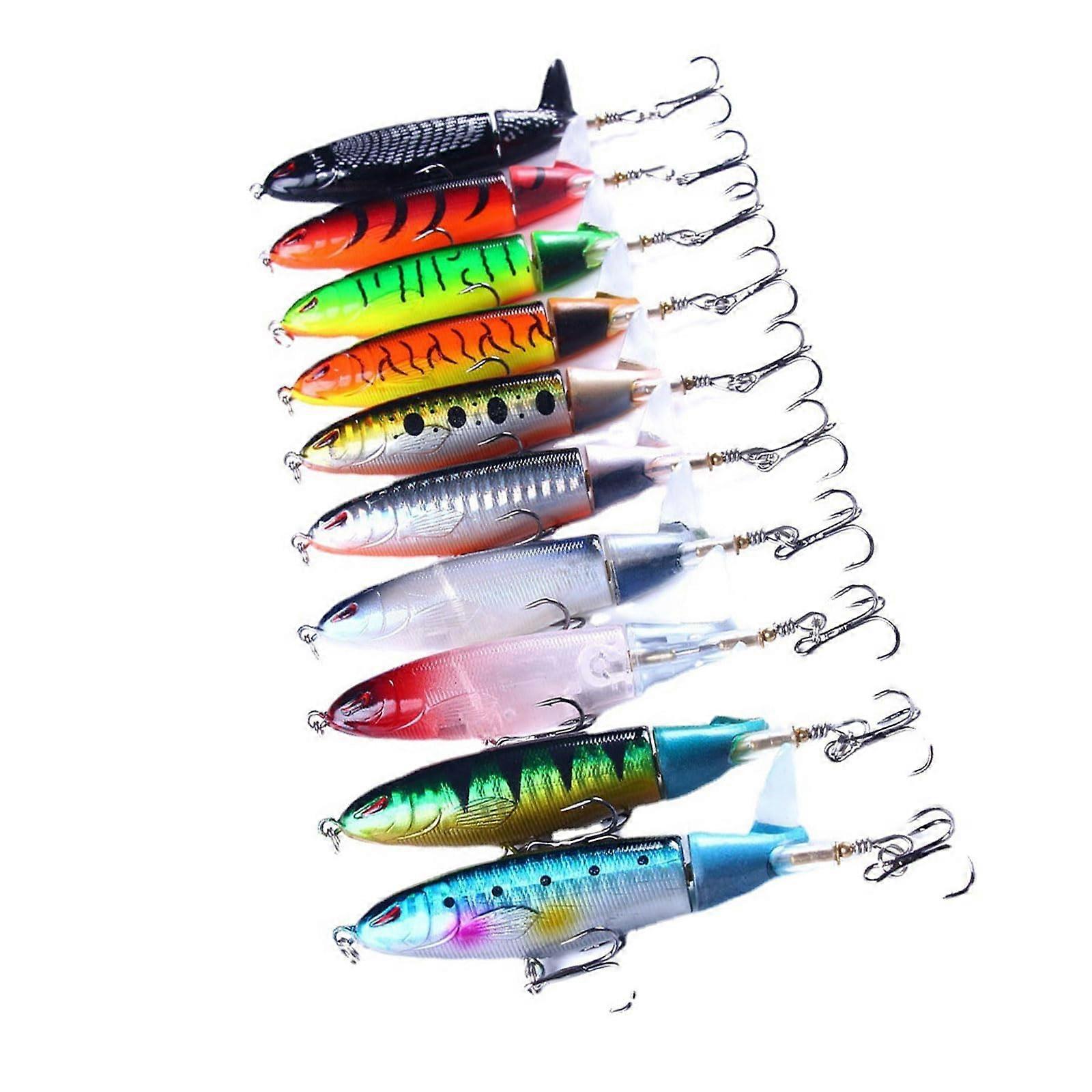 Propeller Baits 10 Pcs Rotating Tail Hard Crankbait Topwater Lures Set Artificial Fishing Tackle