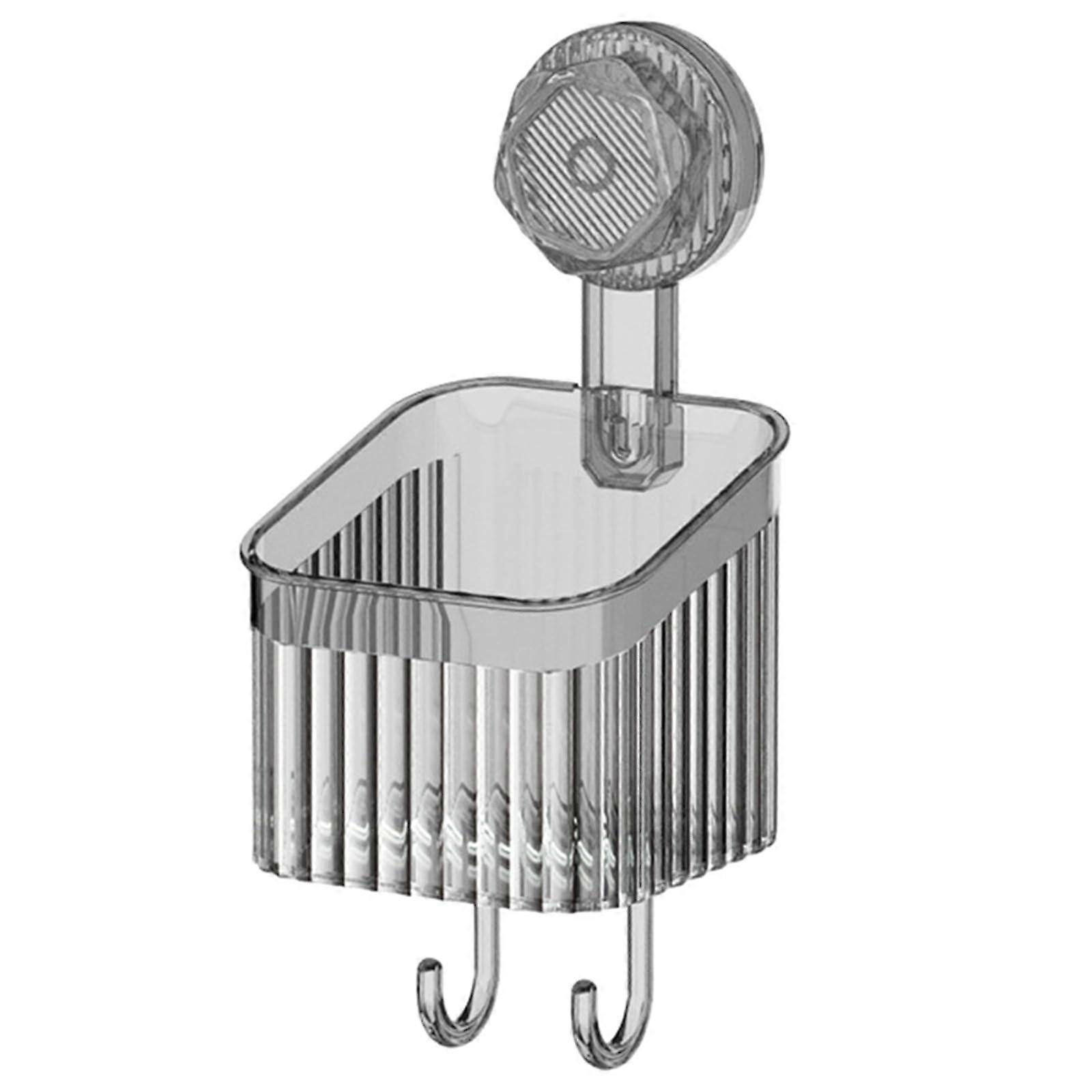 Sturdy Shelf Bathroom Storage Rack Clear Shampoo Organizer Stand With Strong Suction Cups Green Grey S