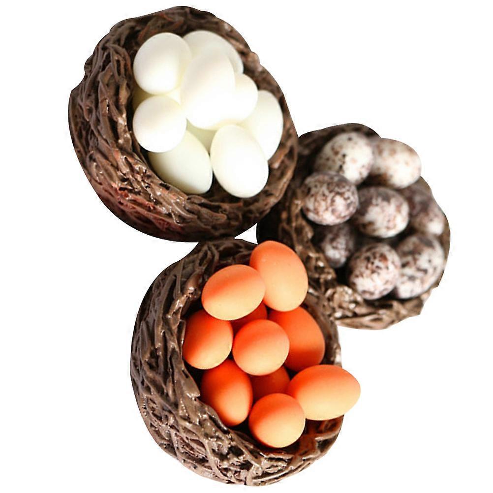 Miniature Garden Decor Resin Bird Nest with Eggs 6Sets
