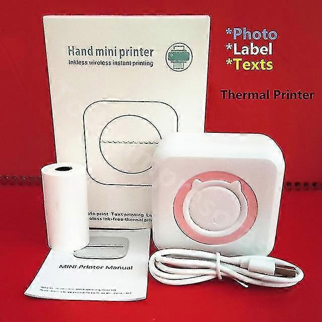 Hq Portable Thermal Printer Mini Cat Print Paper Photo Pocket Thermal Printer 58mm Paper Wireless Bt 200dpi Android Ios Printers