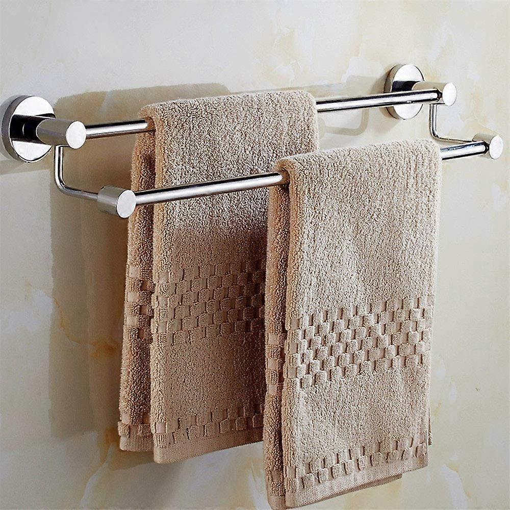 Towel Rails 30 Cm Double Pole With Shelf Polished Finish Corrosion Resistant For Bathroom Kitchen Office