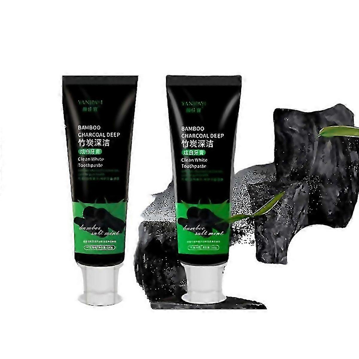 For 2csp Bamboo Charcoal Deep Toothpaste Teeth Fluoride Free Clean Toothpaste White