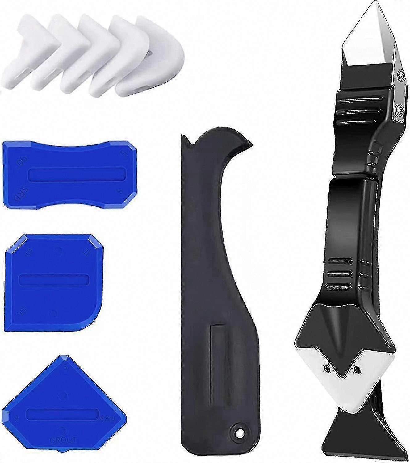 10pcs Silicone Remover Tool Set, 3-in-1 Grout Scraper Caulk Remover Scraper, Blue Sealing Tool Silicone Remover Grout Tool