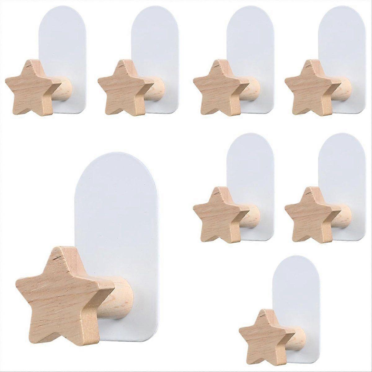 8PCS Shaped Hooks,Kids Room Decorative Hooks, Wood Coat Hooks,B