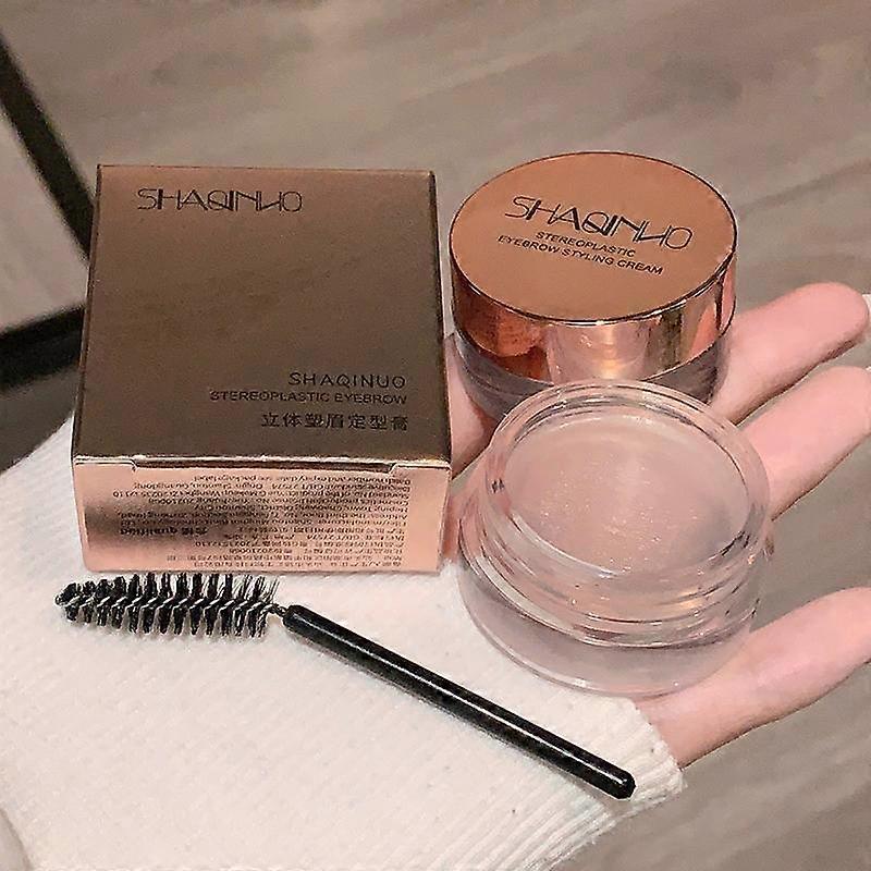 Stereoplastic Eyebrow Styling Cream with Brush Set, 2pcs/set Eyebrow Styling Cream with Eyebrow Brush, Long Lasting Eyebrow Makeup Kit, Eye 
