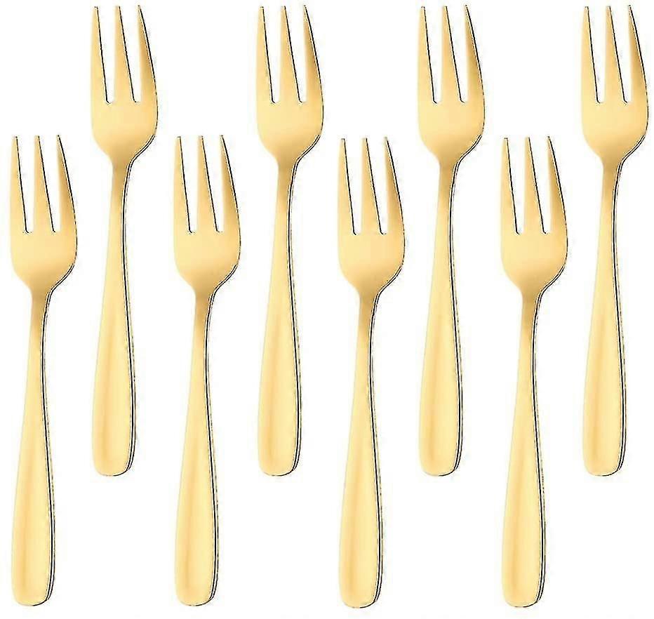 Kitchen Craft Cake Fork Set, Stainless Steel, Gold 8 Pcs