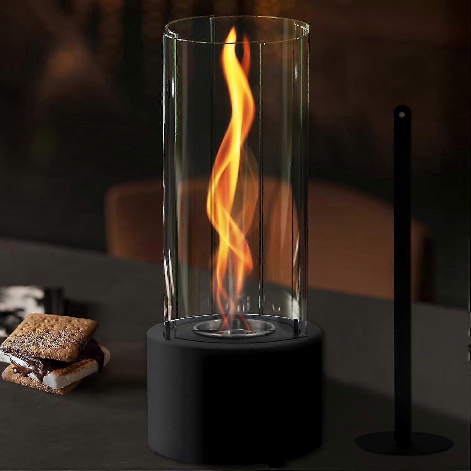 Adjustable Flame Tabletop Fireplace for Indoors and Outdoors Large Black Ethanol Fire Pit