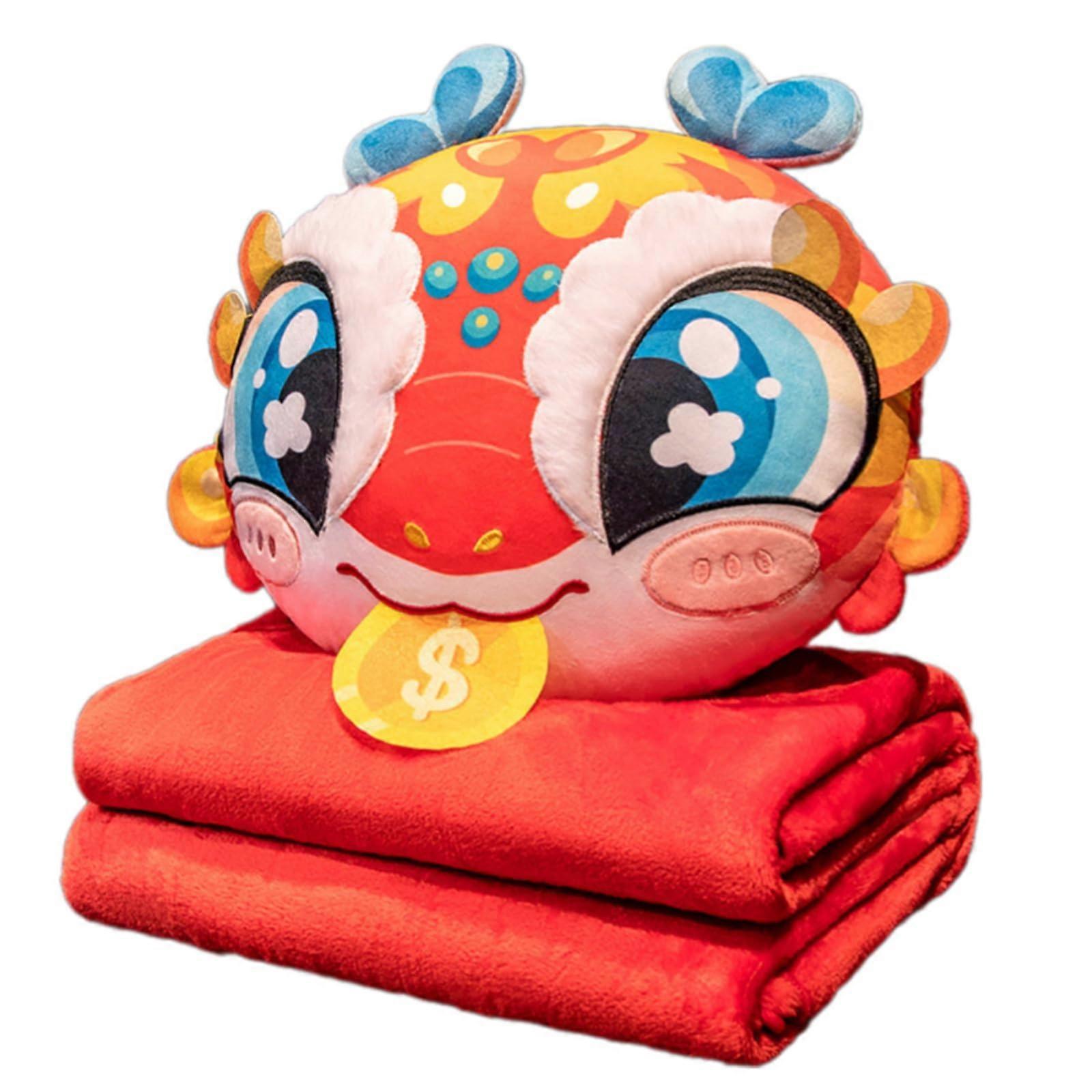 MultiPurpose Travel Blanket With Pillow, Plush Cushions, Machine Washable, Portable, Red Color