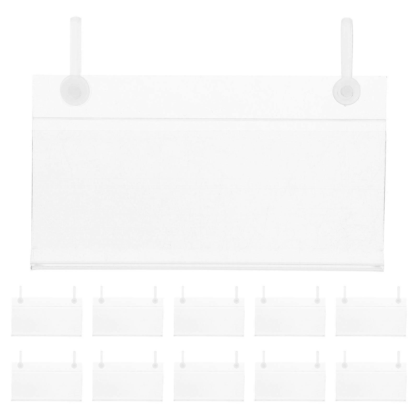 100pcs Basket Label Holder: Hanging Labels Holder - Plastic Merchandise Sign Display with Snap Lock Loop for Retail Shelves Wire Rack Price Display