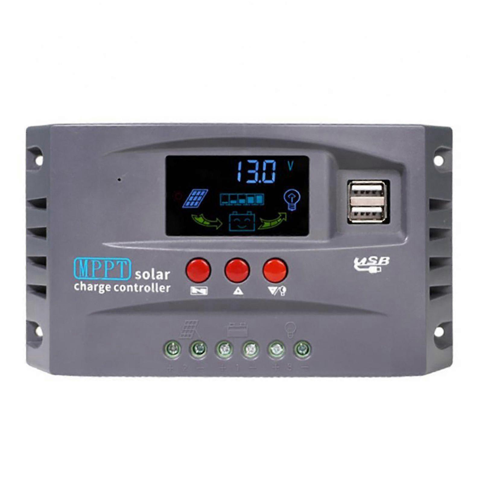 Solar Controller, 12V/24V Automatic Identification, LCD Display, Dual-USB Recharge Controller