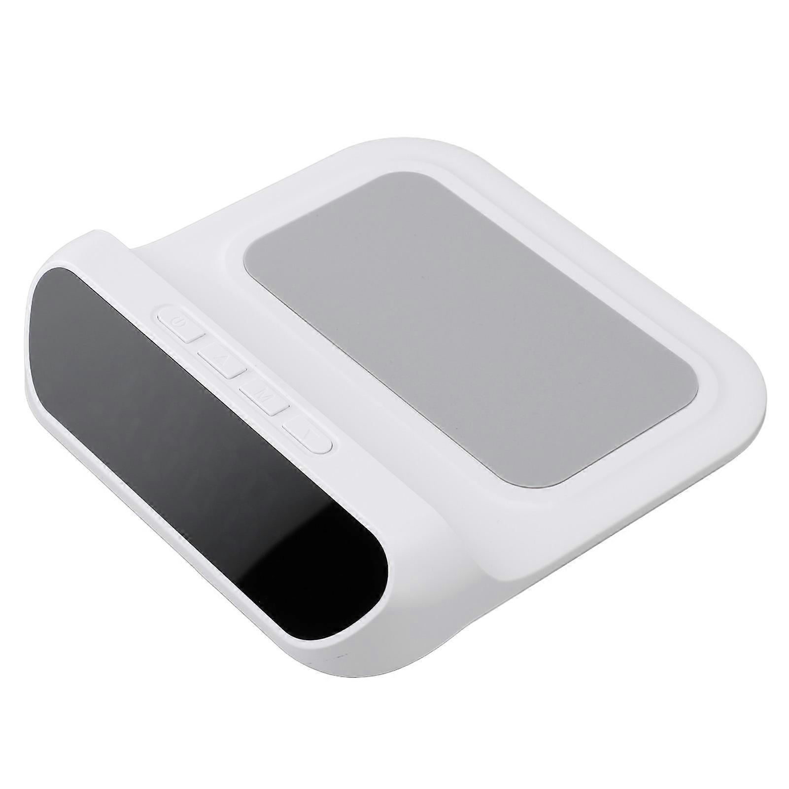 Digital Alarm Clock with Fast Wireless Charger Type C LED Calendar Temperature Display Alarm Clock Charging Station for Bedroom Bedside Office White 