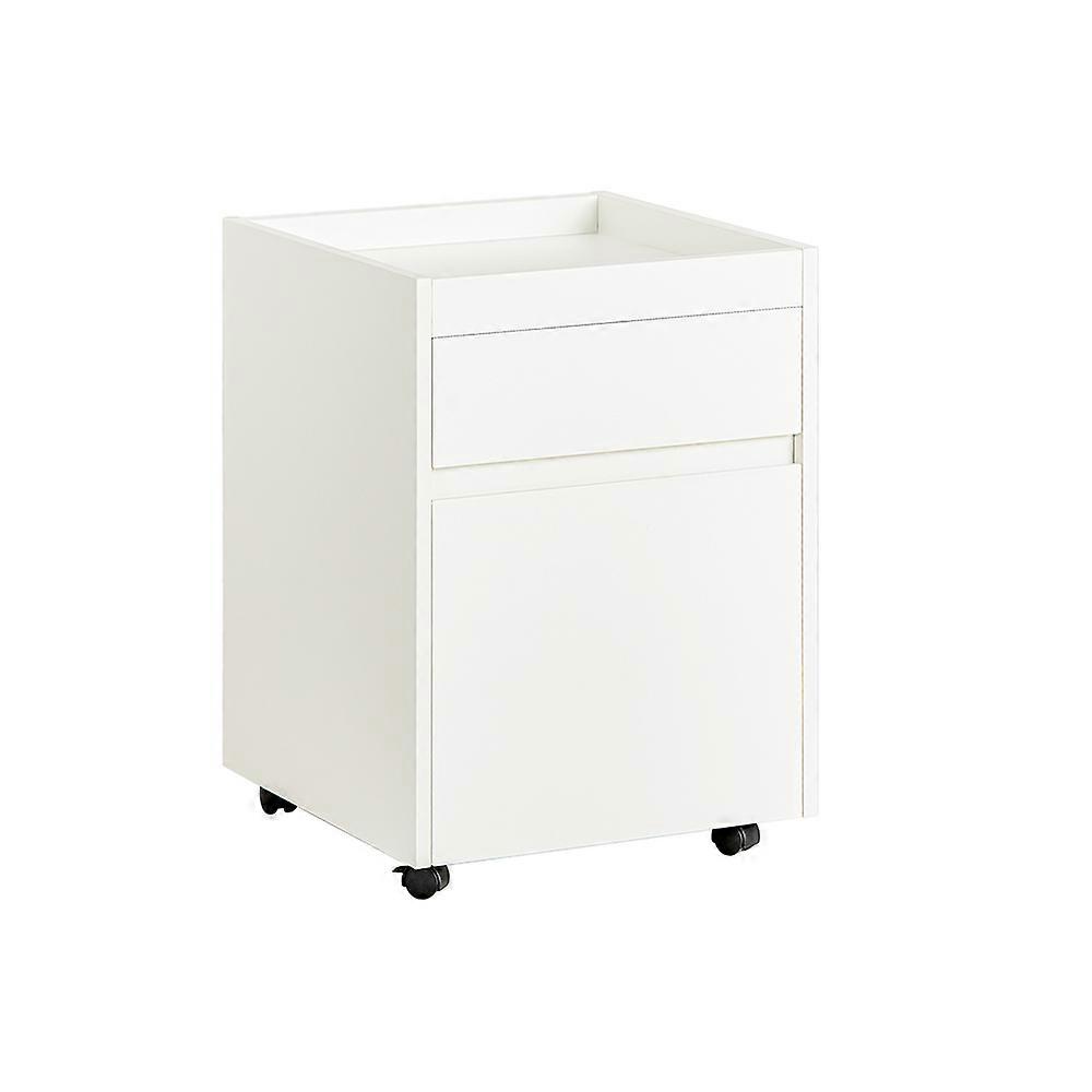 SoBuy FBT121-W, Κινητό Ντουλάπι Αρχειοθέτησης A4 για Οικιακό Γραφείο με 2 Συρτάρια Κάτω από το Γραφείο Ντουλάπι Αποθήκευσης Αρχείων σε Ρόδες Αποθήκευση για Αρχεία, Βιβλία, Περιοδικά