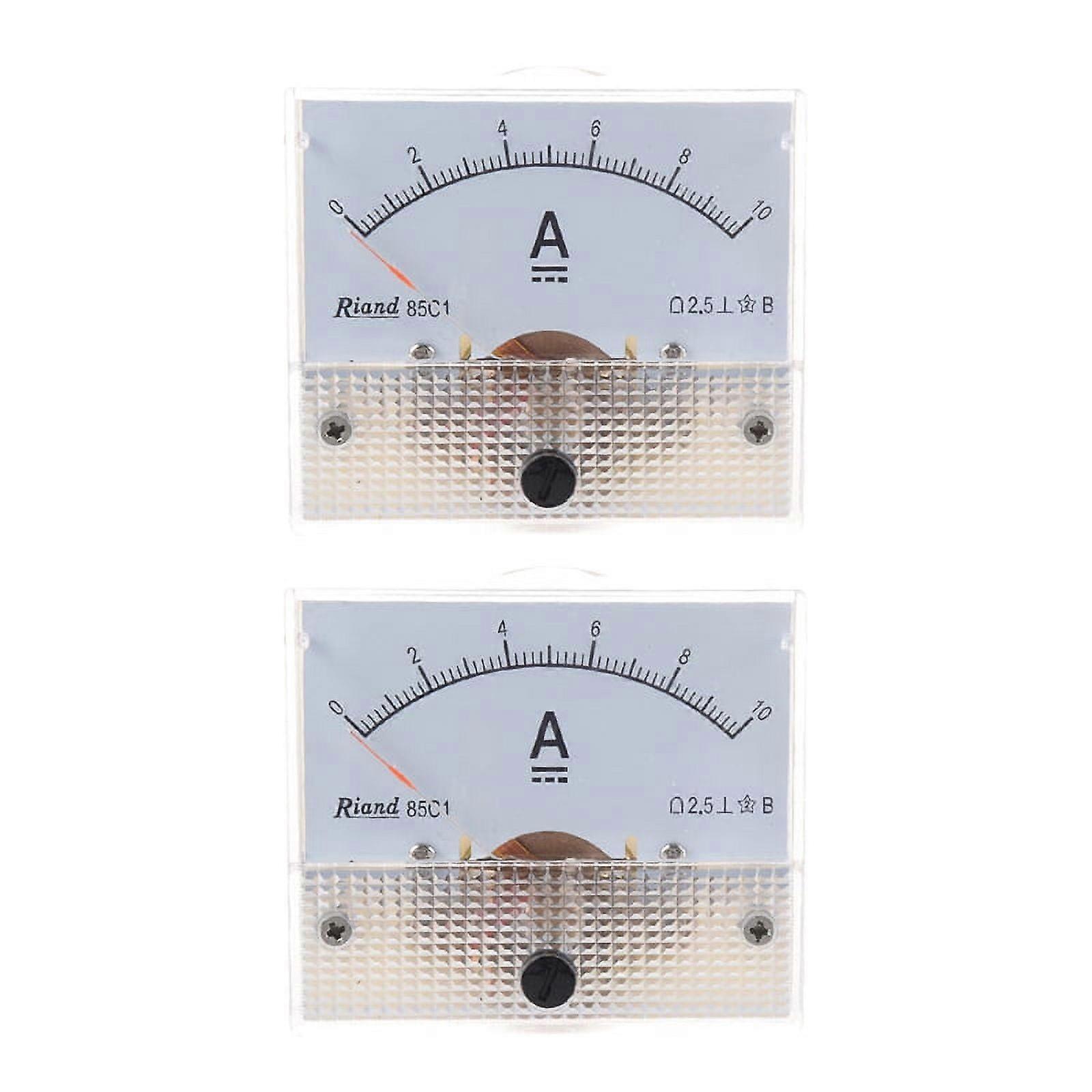 2X 85C1 DC 0-10A Rectangle Analog Panel Ammeter Gauge