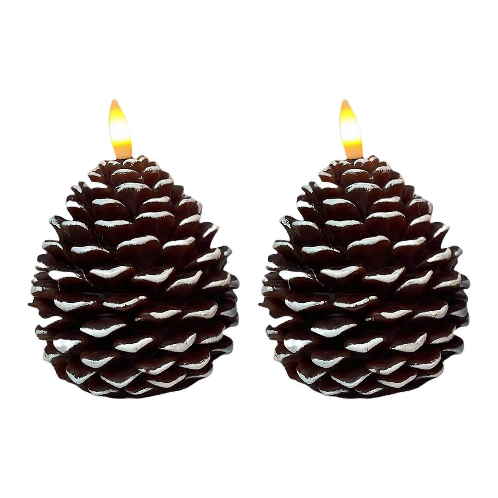 Pine cone candle  Lightss dGreenration, pine cone  candle with timer function, flameless pine cone Christmas dGreenration table Multicolor