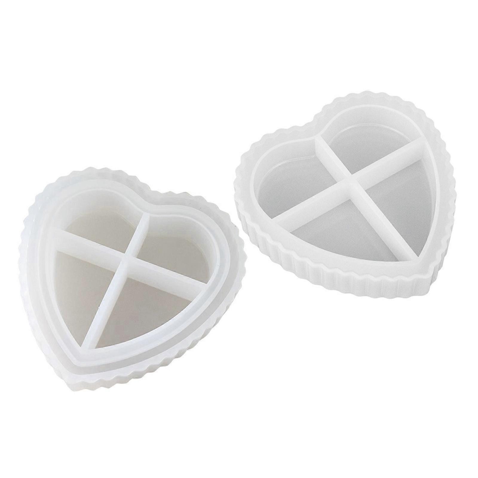 3D Heart Shape Container Silicone Mold Epoxy Resin Mold DIY Storage Box Tool Plaster Crafts Making Supplies Nonstick Multicolor