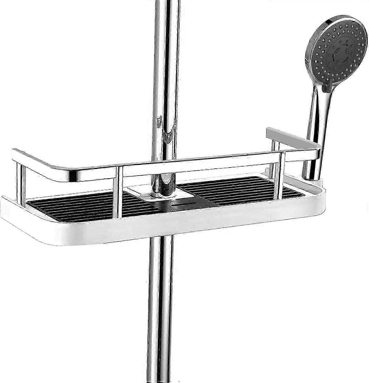 Bathroom hanging shelf for shower rod, plastic display organizer no drill